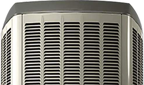 Front view of a 669 Heat HVAC condenser unit with a metallic grille design, shown isolated on a transparent background.