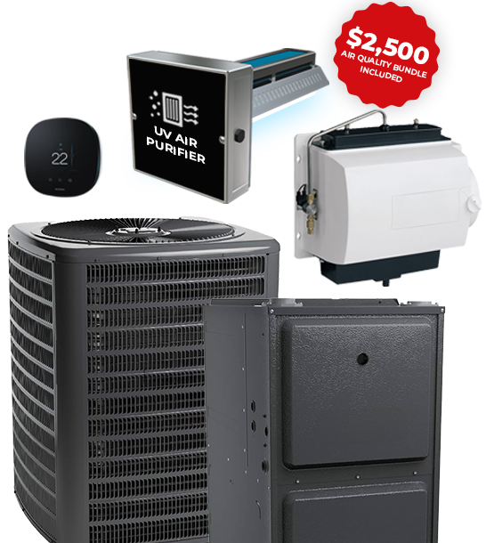 Front view of a 669 Heat HVAC condenser unit with a metallic grille design, shown isolated on a transparent background.